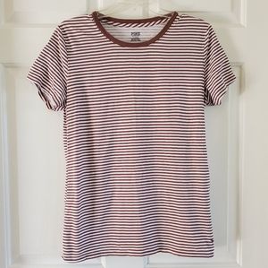 PINK/ striped crew neck tee